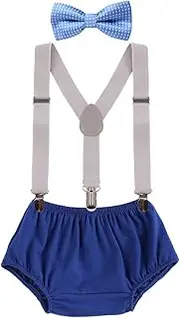Child Baby Boys Adjustable Elastic Clip Y Back Suspenders Bowtie Outfit First Birthday Cake Smash Bloomers Clothes set