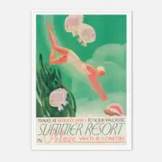 Galrie Charming Vintage Underwater Adventure Travel Poster Art Print for Summer Resorts, White Frame, A1 60 x 84cm (23 x 33inch)