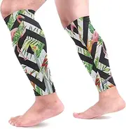 [MASSIKOA] Tropical Flamingo Parrot Sports Calf Compression Sleeves Leg Compression Socks Calf Guard for Running, Cycling, Maternity, Travel, Nurses