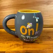 Dr SEUSS Mug OH THE PLACES YOU'LL GO! Gray & Yellow Ceramic Coffee Cup