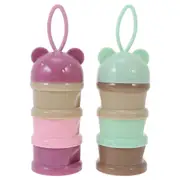 2 Pcs Food Container Milk Powder Box Baby Formula Food Dispenser Baby Formula Container Three Layer Storage Case
