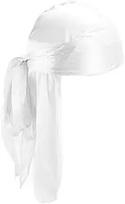 [DuBom] Silky Durag Caps Long Tail Turban Pirate Wave Cap Bandana Hat Headwraps Beanie Head Wrap Hair Cover Hip Hop Dance Headwear