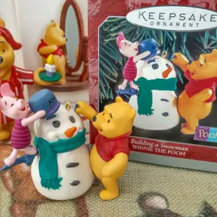 🎈Hallmark Keepsake迪士尼小熊維尼&小豬雪人 吊飾擺件