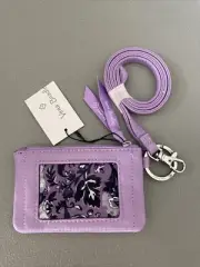 NWT VERA BRADLEY ZIP ID CASE/Change Purse & LANYARD “Lavender Petal”ID BADGE KEY