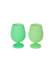 Set of 2 Silicone Unbreakable Wine Glasses - Gerbera+Leaf - Acapulco- Stemm