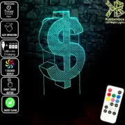 DOLLAR SIGN MONEY 3D LED Battery USB Night Light 7 Colour Changing Room Lamp