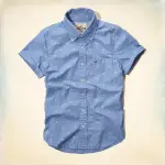 美國百分百【全新真品】HOLLISTER CO. 襯衫 HCO 短袖 上衣 海鷗 藍 椰子樹 LOGO 口袋 男 M XL號