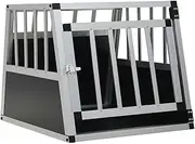 Durable Dog Cage with Single Door, Plastic Corner Connections - 54x69x50 cm, Safe, Lightweight Aluminum & MDF Pet Crate for Travel, Easy to Transport & Assemble, Silver
