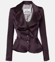 [Vivienne Westwood] Vivienne Westwood Orb striped ruffled jacquard blazer AU 12 blue
