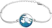 [FEATUR] Ladies Jewellery Gift,Silver Bracelets for Womens,Charm Bracelet, Ancient Style S925 Sterling Silver Bracelet Women's Chinese Style Moon Bracelet All-Match Moonstone Bracelet Silver