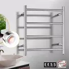 ACA Bathroom Round Electric Heated Towel Rack Rail Warmer 4 Bars Chrome Polished