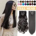 Balayage Wavy Clip In 100% Real AS Human Hair Extensions Full Head Weft Ombre US