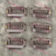 Brown 6 Pieces No-Sew Snap Clipeez Pin for Extension Hairpiece Toupee Wig