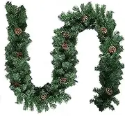 Christabelle Prelit Yuletide Glow Christmas Garland 274cm Christmas Decoration with LED Lights Realistic Pinecones Artificial PVC Lush and Full Greenery Foliage