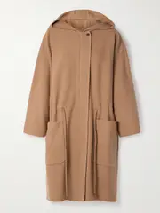 [Max Mara] Max Mara - Miele Hooded Wool-blend Felt Coat - Camel - large large Brown