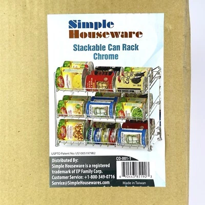 Simple Houseware 3 Tier Stackable Can Rack - Chrome - NIB
