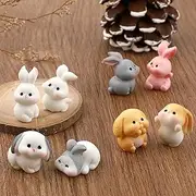 Jeffdad 16 Pcs Mini Bunny Figurine Easter Bunny Miniature Animal Model Dollhouse Cakes Home Decor Fairy Garden Mini Moss Landscape DIY Crafts Home Decor Accessories