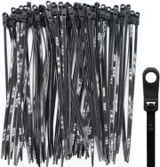 100Pcs Zip Tie with Screw Hole, Automotive Wire Self Locking Black Zip Ties (8In