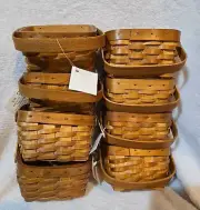 8 Woven Rattan Wood Mini Baskets Decorations Party Favors Placeholders Storage