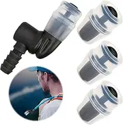4Pcs Bite Valve Replacement with a Connector for Hiking Backpack Water Bladder Hose, Black Silicone Replacement Bite Valve Sheath Compatible with Osprey Packs Hydraulics Reservoirs