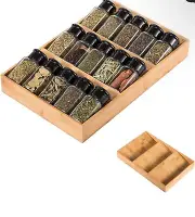 Sansnow 3-Tier Bamboo Drawer Spice Rack Wooden Kitchen Cabinet Drawer Spice Jar