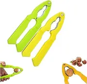 2 Pcs Walnut Cracker Tools Walnut Cracker Handy Nut Crackers for All Nuts Pecan Cracker for Walnuts Hazelnuts Almonds Crab Leg Lobster Seafood Shellers（Green+Yellow） ﻿