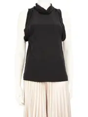 Black Silk Bow Detail Blouse