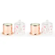 2x 18th Paper Hearts Candle w/ Glass Cloche Vanilla Scent 45hr Burntime Decor