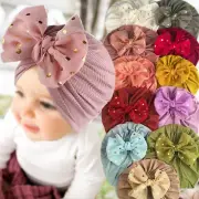 Baby Threaded Hat Kids Polka Dot Bow Turban Infant Cap Beanie Head Wrap Headband