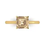 2.0 ct Asscher Cut Yellow Moissanite Wedding Bridal Promise Ring 14k Yellow Gold