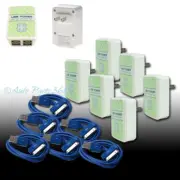 6X 4 USB PORT WALL ADAPTER+3FT CABLE POWER CHARGER BLUE FOR IPHONE 4S IPOD IPAD