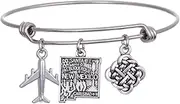 [JJTZX] State Bangle U.S. Map Charm Expandable Travel Bracelet Long Distance Relationship Gift Best Friends Bracelet