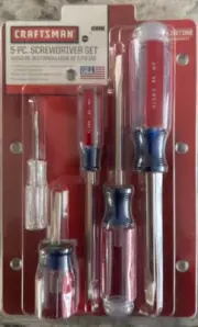 CRAFTSMAN 5 Pc. Serrated Slotted Flat Blade Tip Screwdriver Set 947137 USA NEW