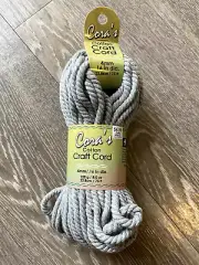 NEW - Cora's Cotton Craft Cord - Macrame - 4mm, .16" Diameter, 75 Feet, Charcoal