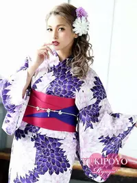 在飛比找Yahoo!奇摩拍賣優惠-日本舞踊 正裝和服純棉浴衣 日本帶回 粉紫芍藥