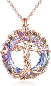 Family Tree of Life Pendant Necklace for Women with Austrian Crystal 925 Sterlin