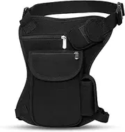 SEALINF Canvas Waist Bag Fanny Pack Racing Drop Leg Bag Motorcycle Outdoor Bag (Black)
