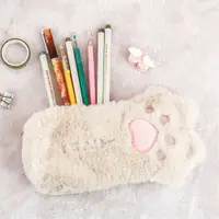 在飛比找蝦皮購物優惠-Cut Cat Paw Pencil Bag Soft Pl