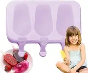 Ice Cream Molds - 3 Grid Pop Making Trays Mold - Reusable Silicone Ice Cream Stick Moulds for Pudding Lollipop Jelly Freezer Treats Tray