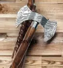 Vintage Style Brass Axe Head Handle Nautical 37" Wooden Walking Stick Cane Gift