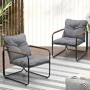 Livsip Outdoor Chairs 2pcs Lounge Chair Garden Patio Set Gray
