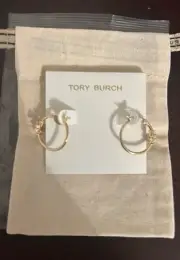NEW Tory Burch Small Eleanor Hoop Earrings Goldtone NEW