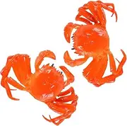 Hohopeti 2pcs Realistic Cooked Crab Model Decor Artificial Faux Crab Figures for Dining Table Kitchen Decoration Fun Learning Prop for Friends Creative Present Idea