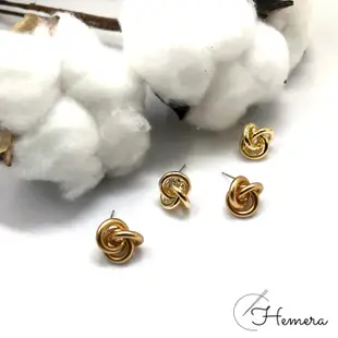 Hemera | 金色毛線球耳環 一團球 歐膩最愛 質感爆好（亮面金） (3.1折)