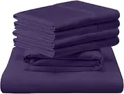 Real 600 Thread Count, 100% Organic Cotton Sheet Set [6 PC- Queen-XL Size, Plum Color] Extra Pillowcase Bedsheet Sets, Fit Mattress Upto 12" Deep Pockets
