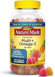 Nature Made Men's Multivitamin + Omega-3 Gummies, 150 Count for Daily Nutritional Support† (Packaging May Vary)