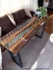 45"x15" Epoxy Resin Clear Console Bar Counter Top Dinng Table Farmhouse Desk Dec