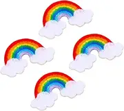 SEWOART 4pcs Rainbow Embroidered DIY Patches Self Adhesive Appliques for Clothing Decoration Repair and Craft Projects Durable Garment Accessories for Creative DIY Lovers