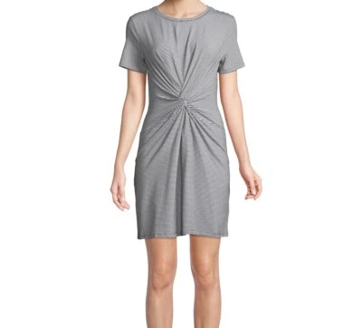 NWT Theory Cotton/Modal Knot Tee Short Sleeve Striped Dress Size P $225