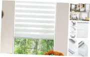 Zebra Roller Window Blinds,Custom Cut to Size,Roller Blinds 29"W x 64"H White